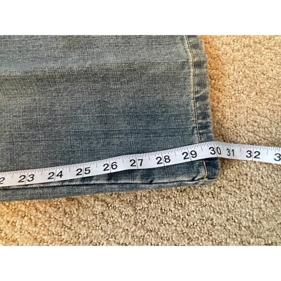 Vintage 90s Y2K Mid Rise Floral Embroidered Bootcut Jeans Sz 10P - Picture 11 of 12